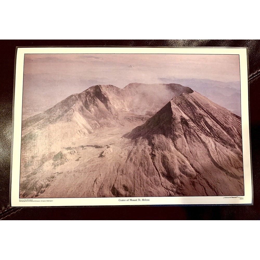 Vintage Plastic Table Placemat-Crater Of Mount St. Helens-Rob Whitehead Photo